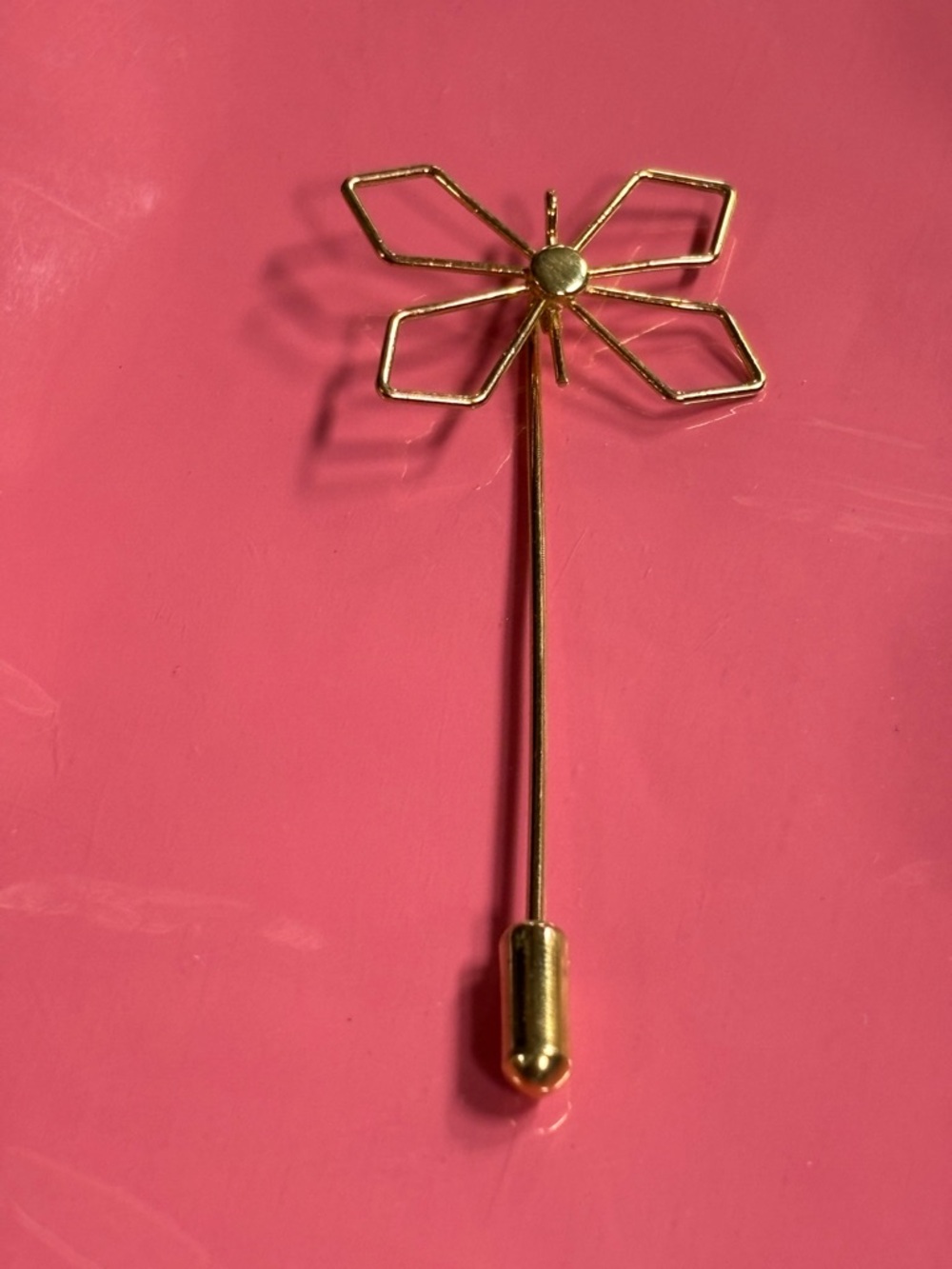 Vintage Gold Floral Lapel Pin - Geometric Flower